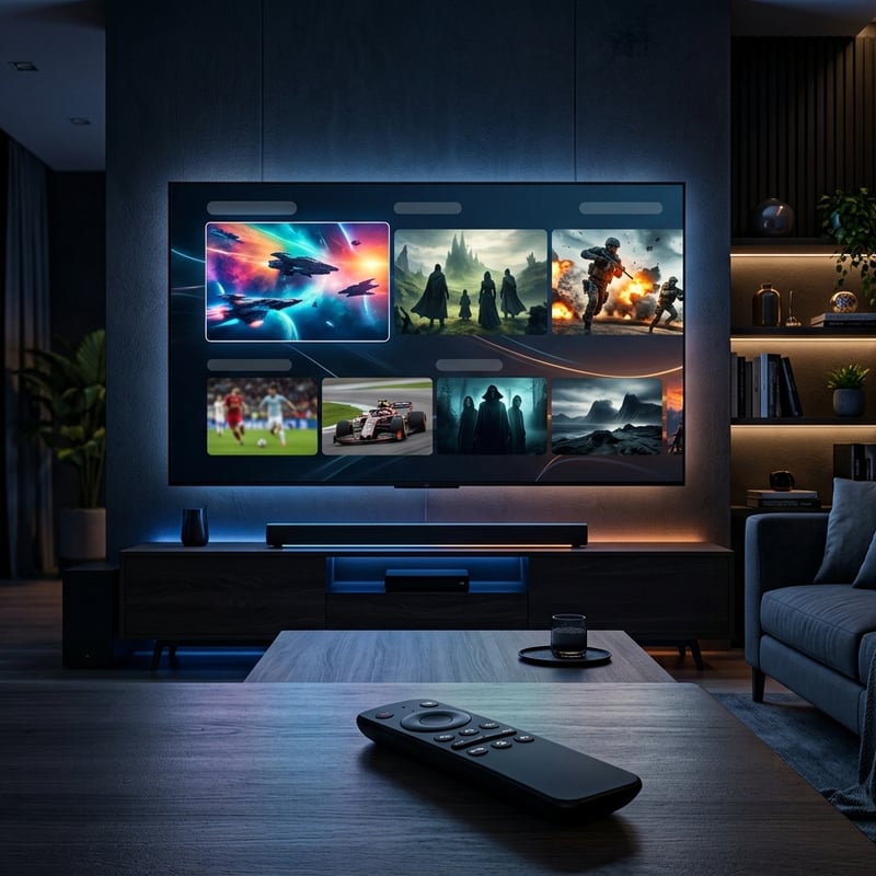 A flat screen TV with a remote control on a table.