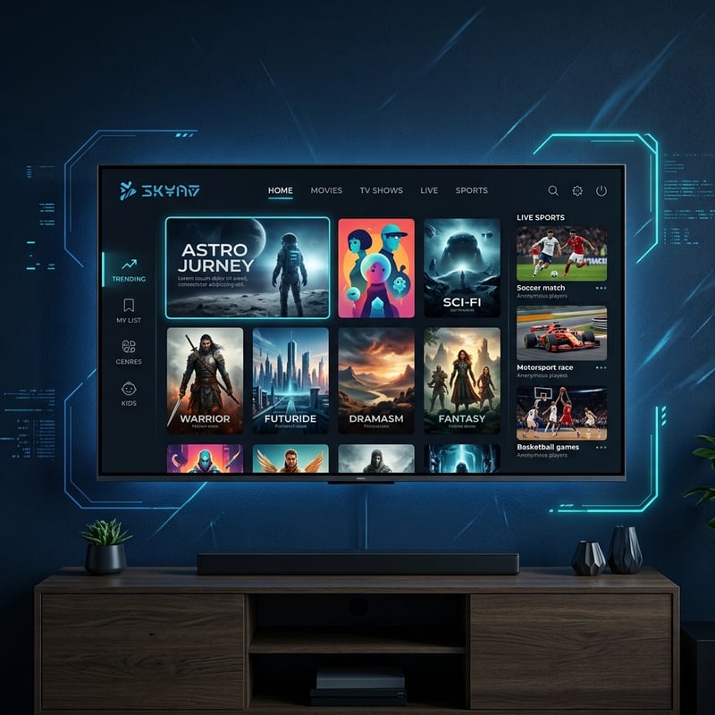 A flat screen TV displaying a selection of movies and shows.