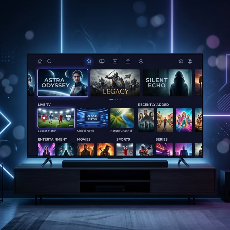 A large flat screen TV with a selection of movies and shows on it.