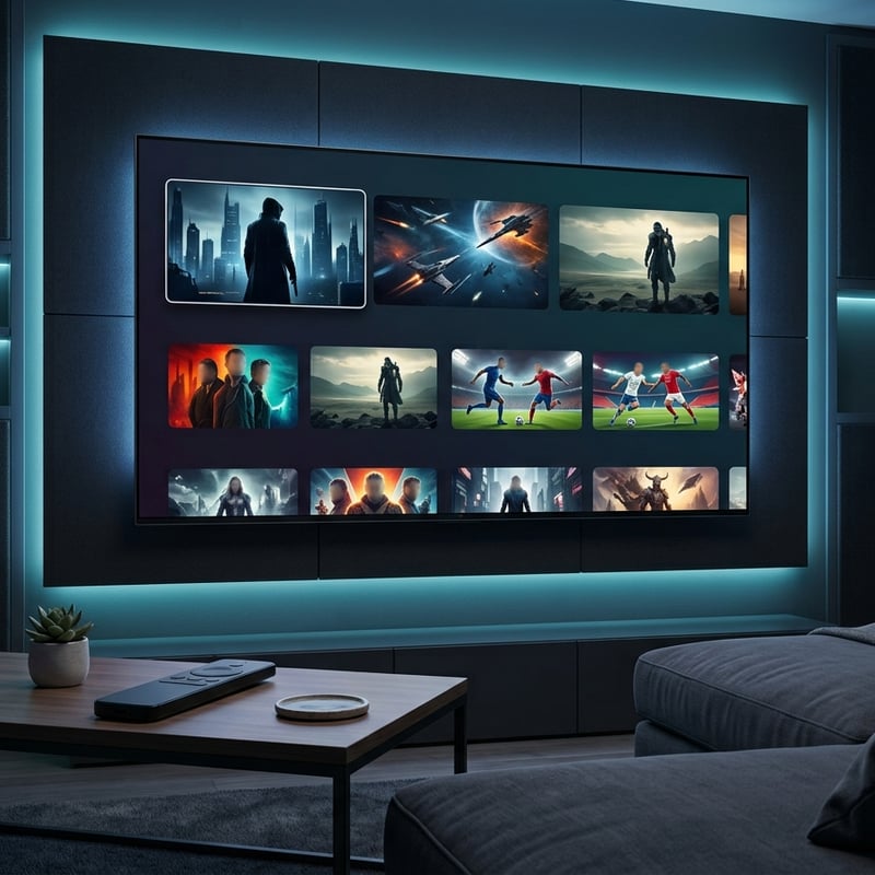 A large flat screen TV with a picture of a man on it.