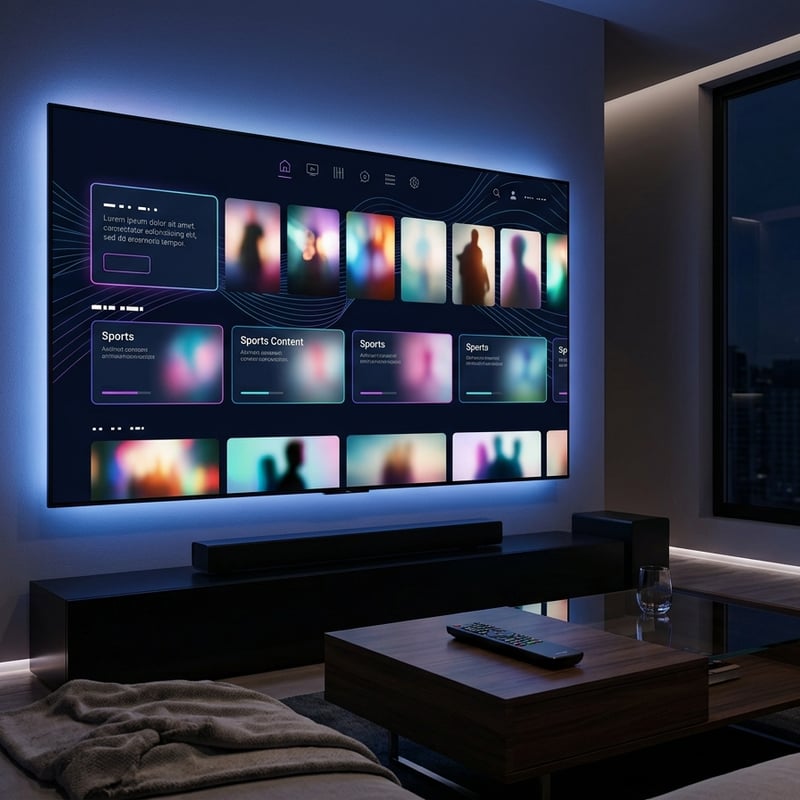A large flat screen TV with a sports menu on it.
