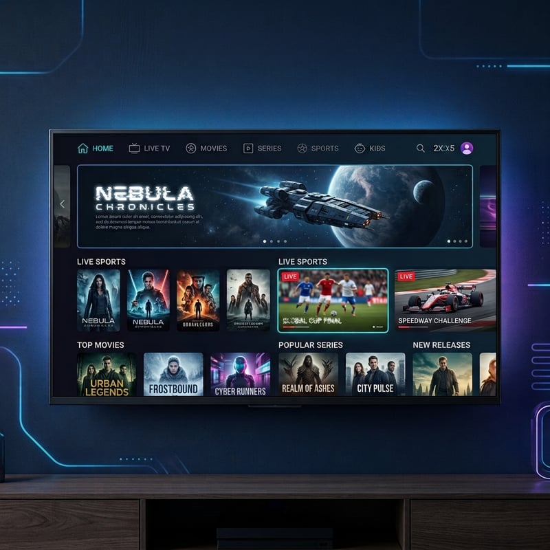 A flat screen TV displaying a selection of movies and TV shows.