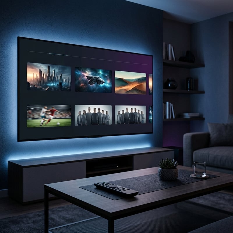 A flat screen TV with a remote control in front of it.