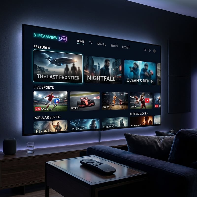 A large flat screen TV with a selection of movies and shows on it.