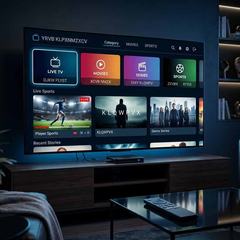 A flat screen TV with a menu of IPTV channels.