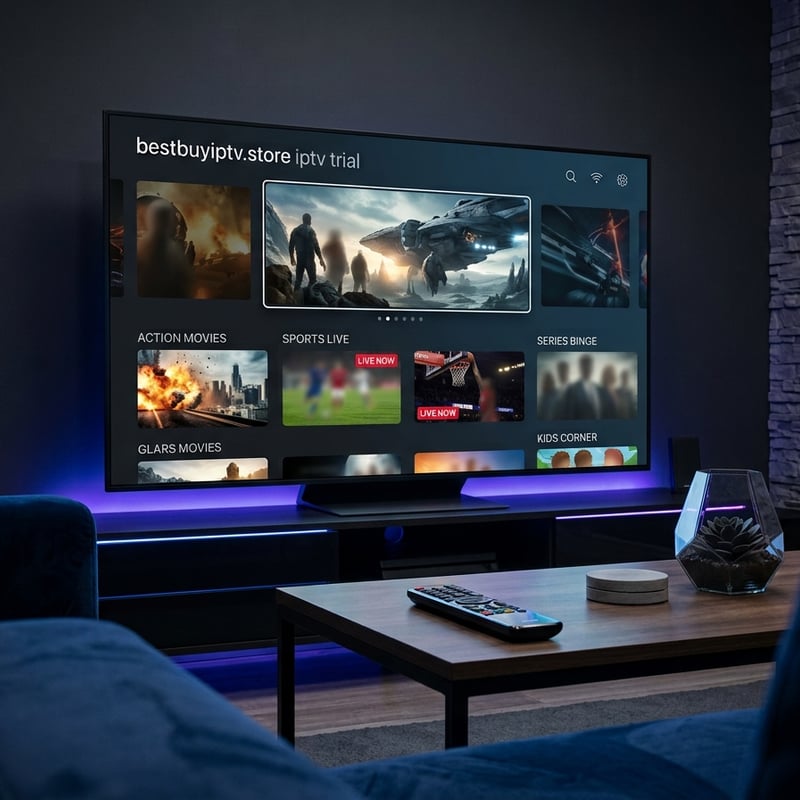 A large flat screen TV displaying the IPTV store.