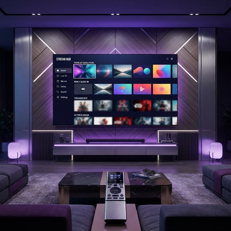 A large flat screen TV with a remote control in front of it.
