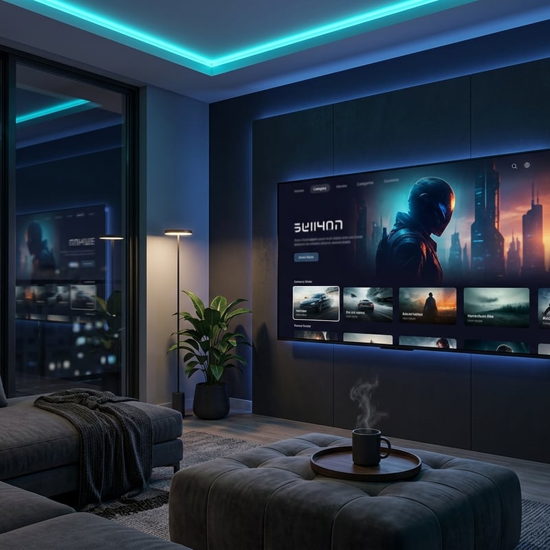 A large flat screen TV with a man on it.