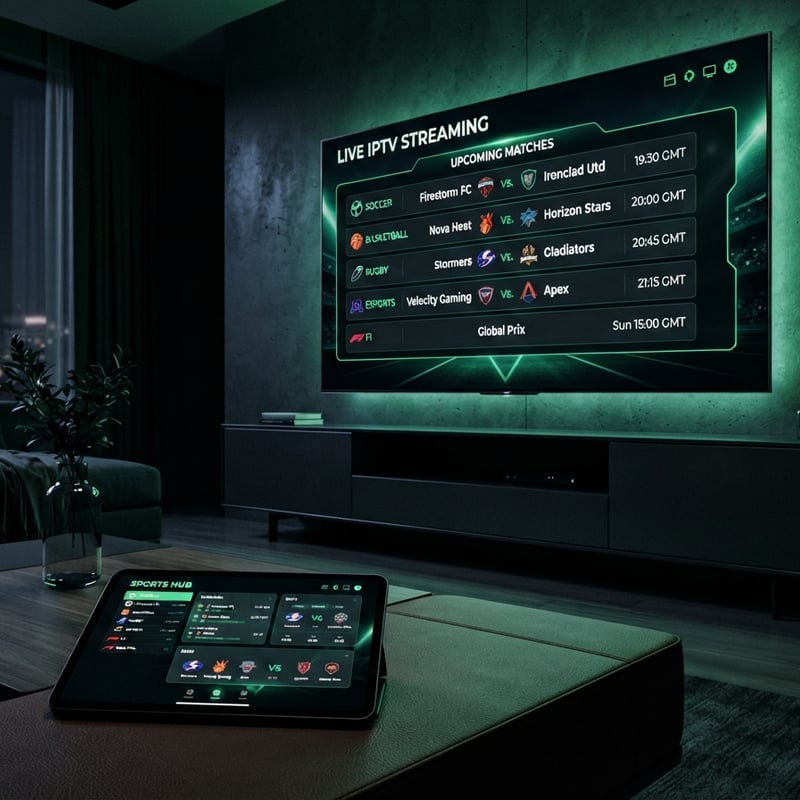 A tablet with a screen displaying IPTV.