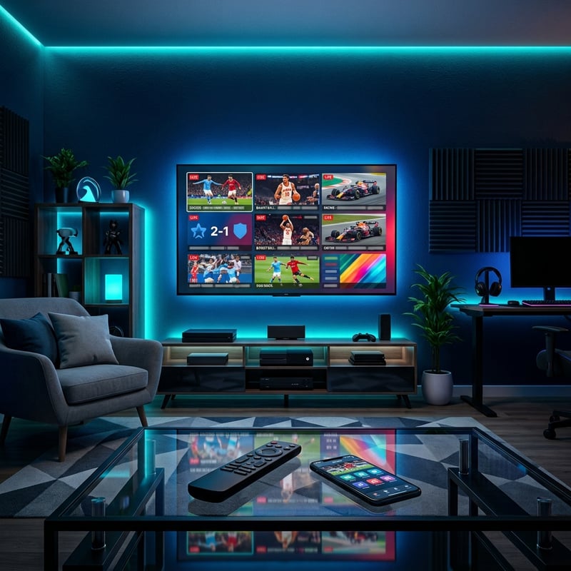 A large flat screen TV with multiple screens on it.