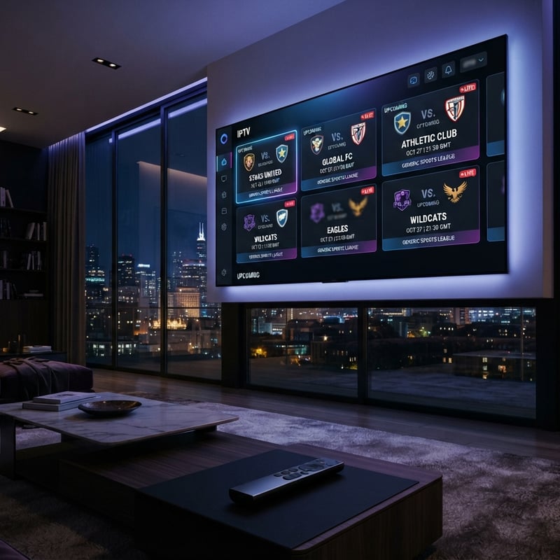 A large flat screen TV displaying a sports game on a dark background.